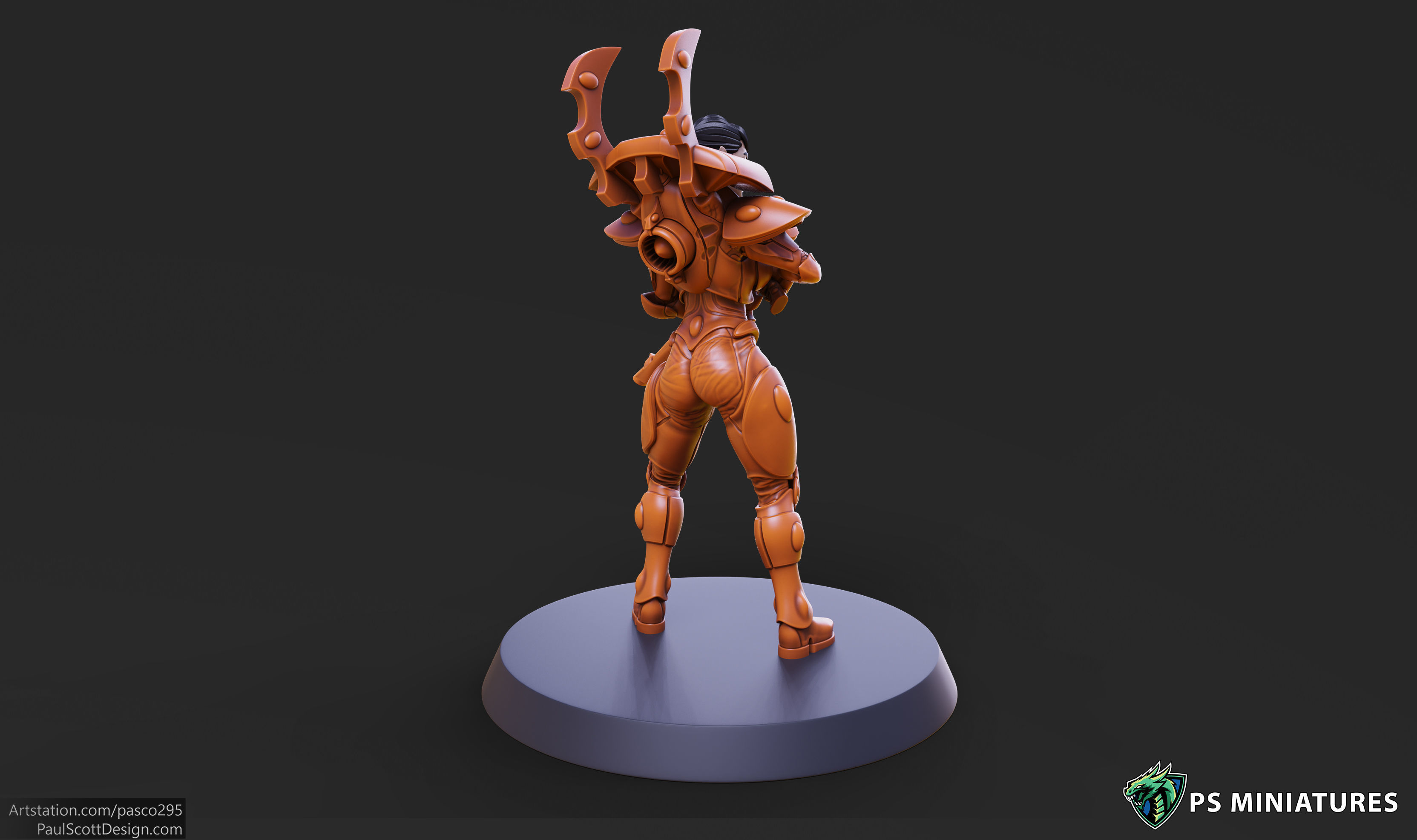 Space Elf Female Soldier Pose 1 - 8 Variants and 2 Pinups 3D print model_12