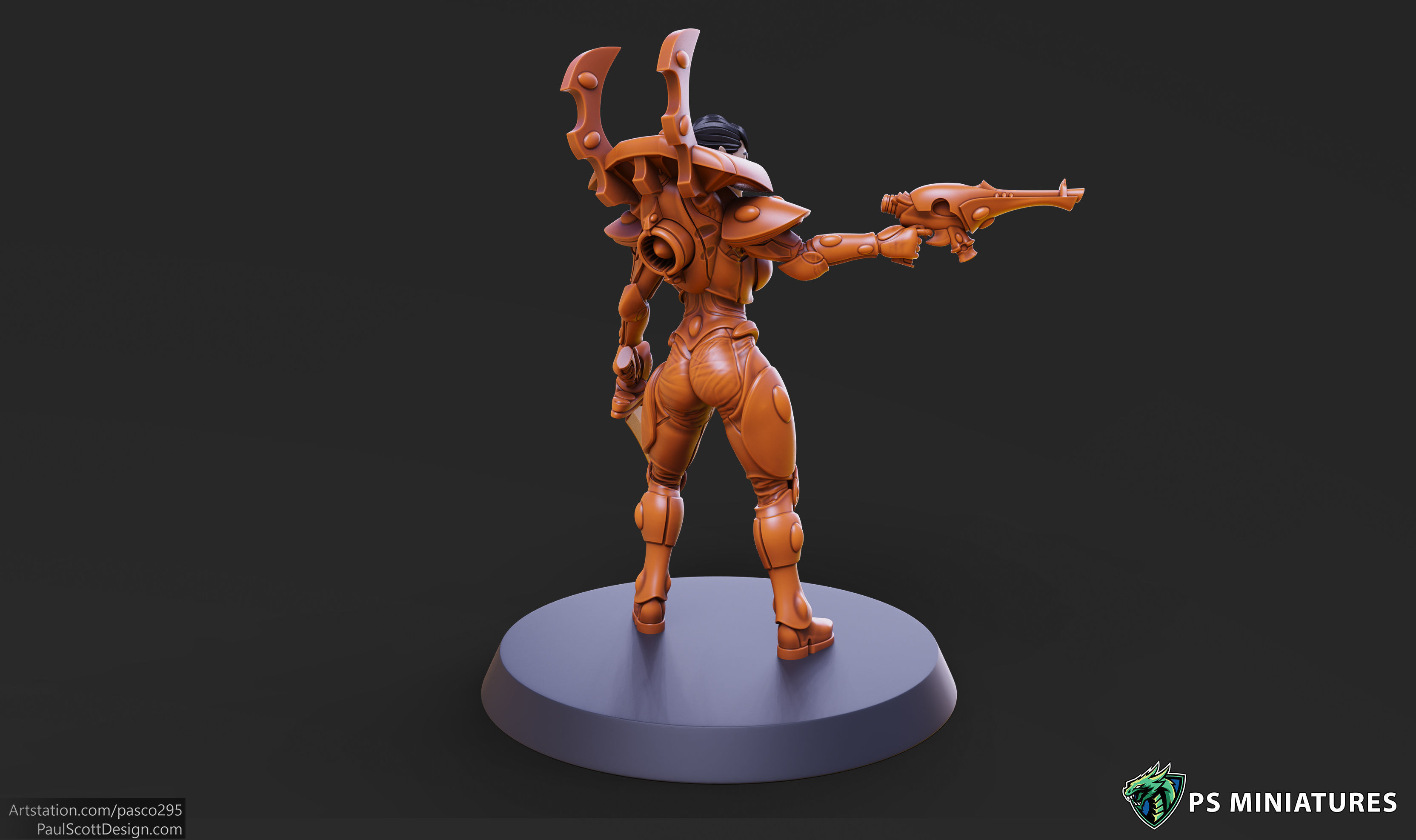 Space Elf Female Soldier Pose 1 - 8 Variants and 2 Pinups 3D print model_11