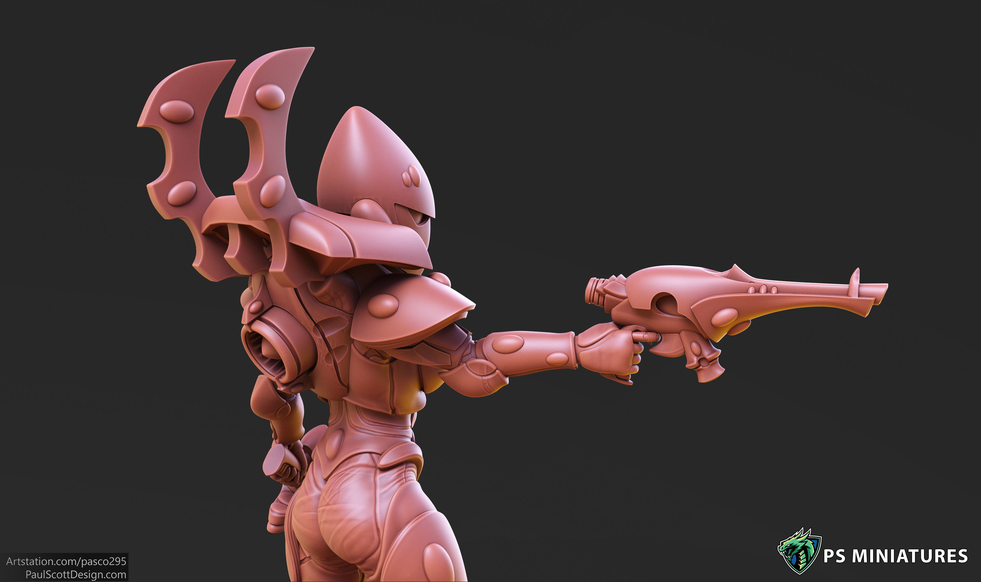 Space Elf Female Soldier Pose 1 - 8 Variants and 2 Pinups 3D print model_6