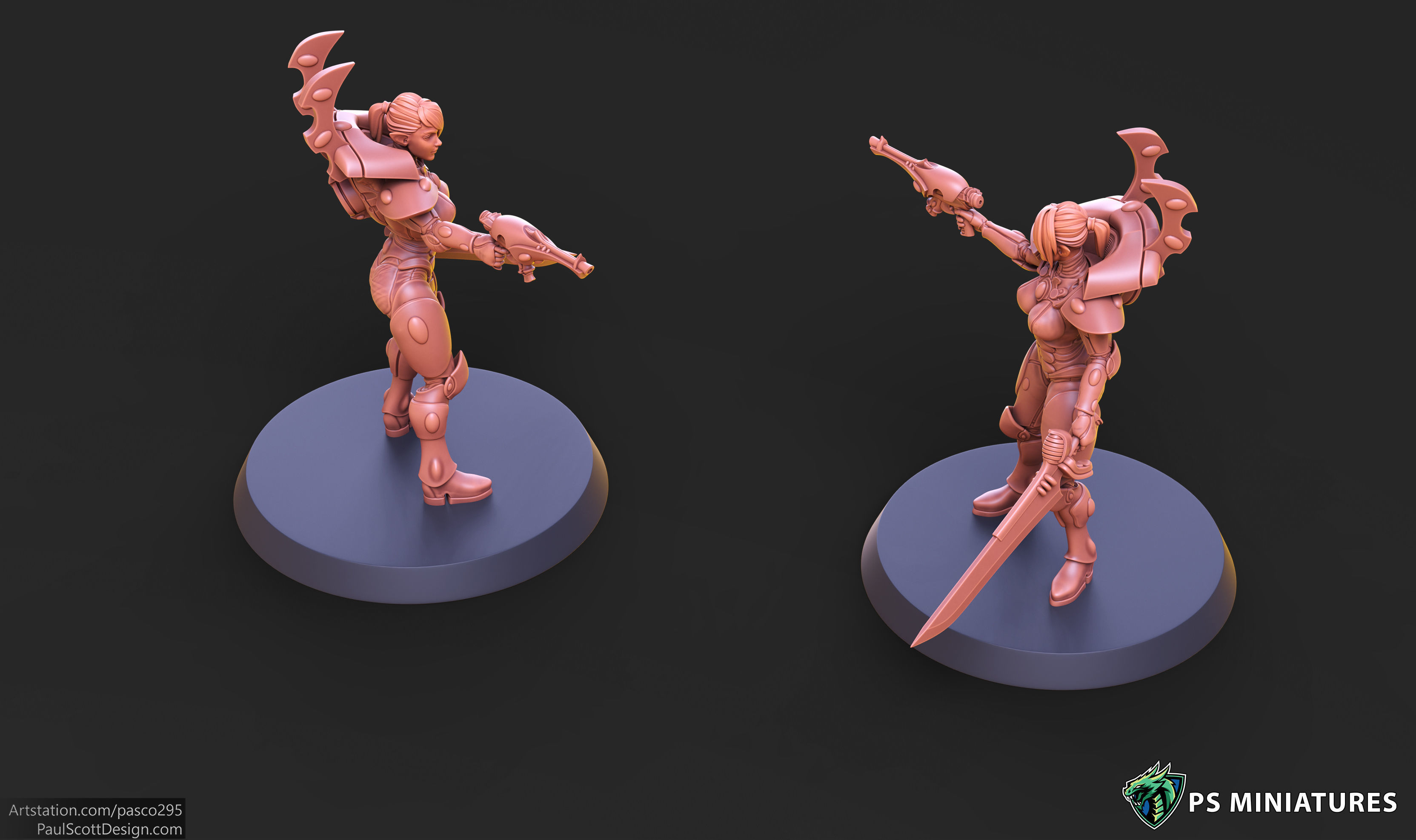 Space Elf Female Soldier Pose 1 - 8 Variants and 2 Pinups 3D print model_18