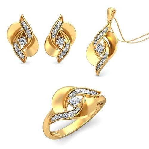 Women Earrings Ring Pendant Set 3dm stl Render Details 3D print model