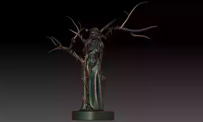 Idunn statue of woman holding basket 3D print model