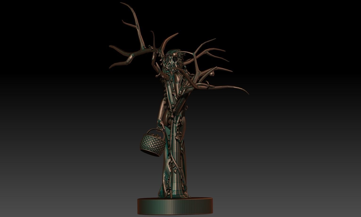 Idunn statue of woman holding basket 3D print model_5