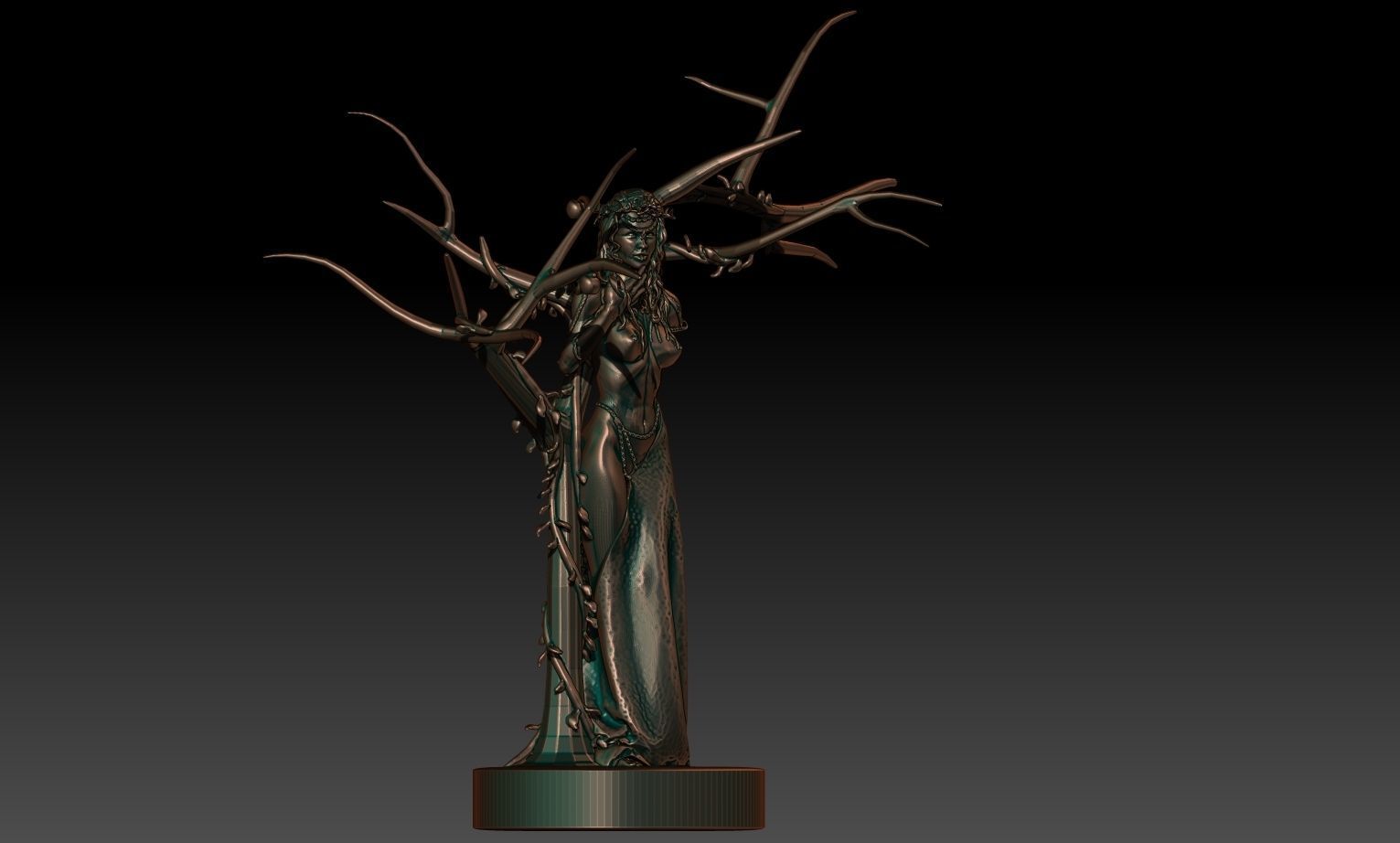 Idunn statue of woman holding basket 3D print model_6