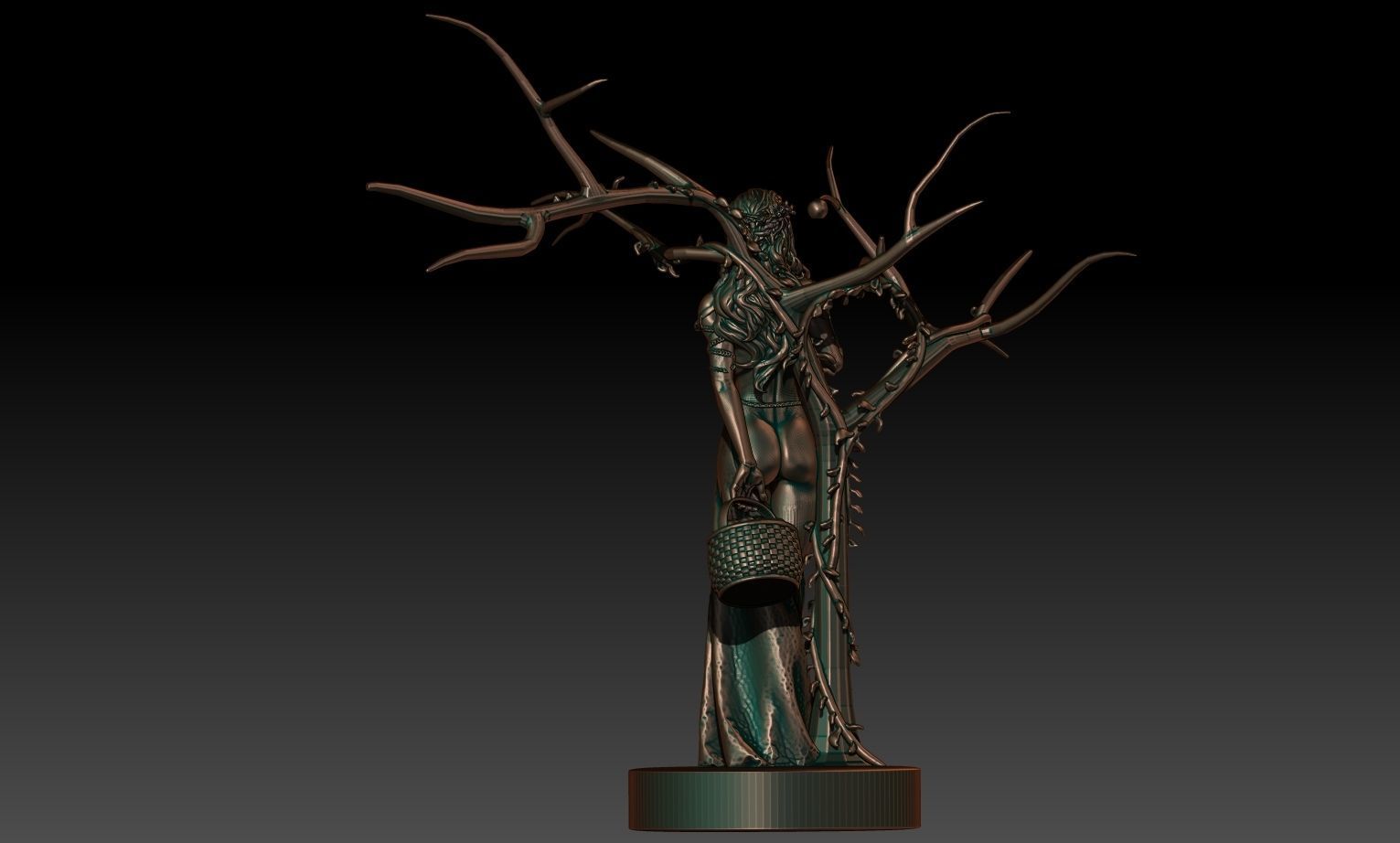 Idunn statue of woman holding basket 3D print model_3