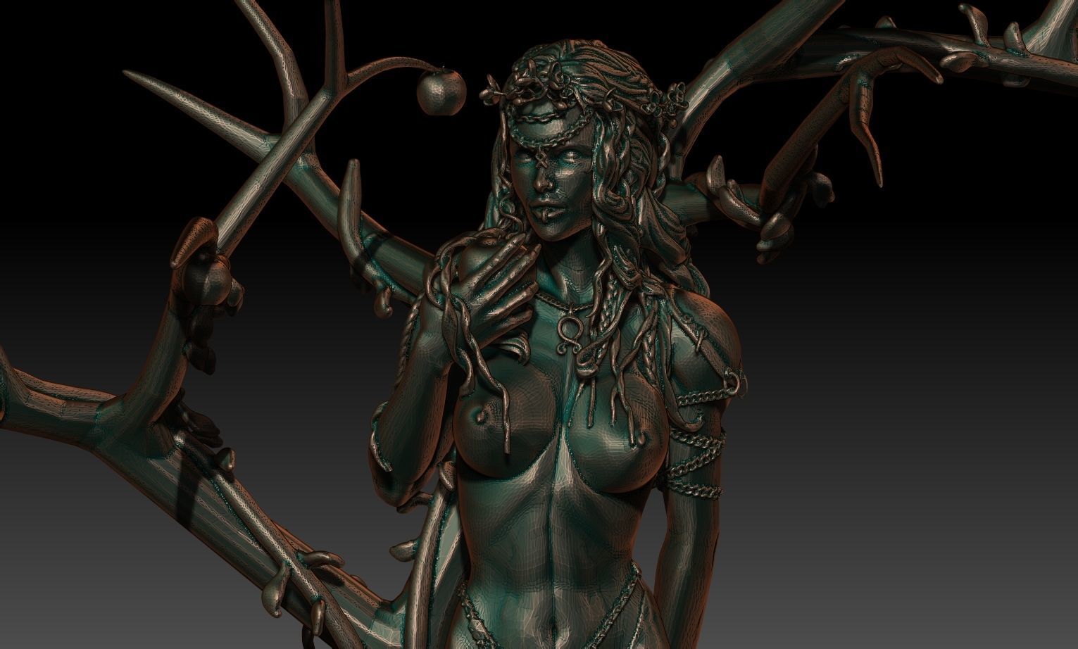 Idunn statue of woman holding basket 3D print model_7