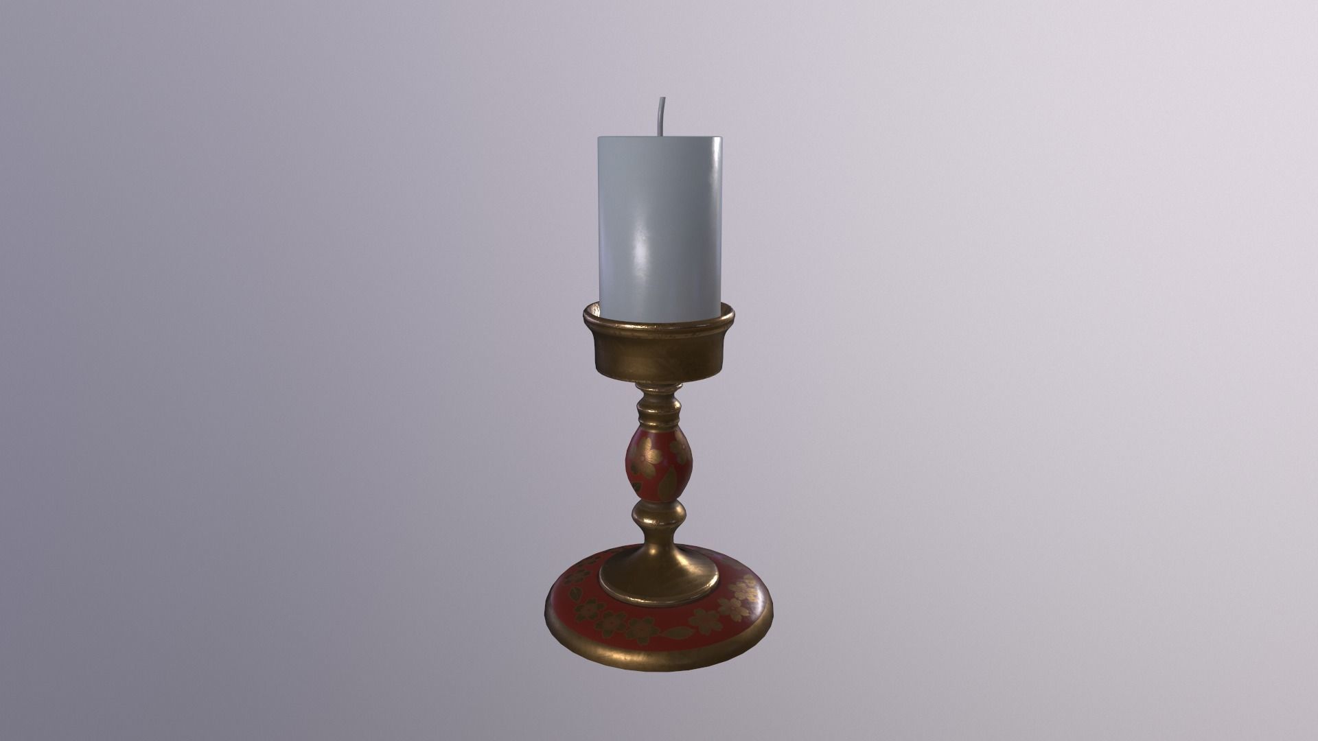 Candle and candle holder Low-poly 3D model_1
