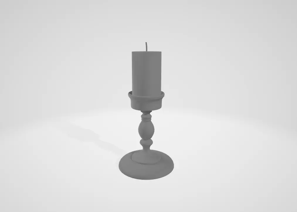Candle and candle holder Low-poly 3D model_0