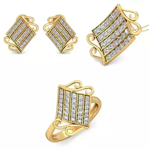 Women Earrings Ring Pendant 3dm stl Render Detail