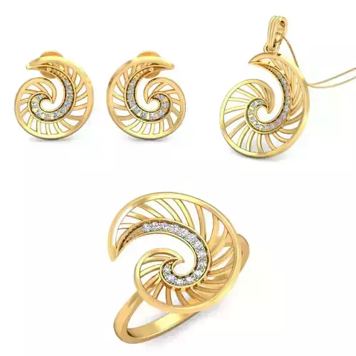 Women Earrings Ring Pendant 3dm stl Render Detail