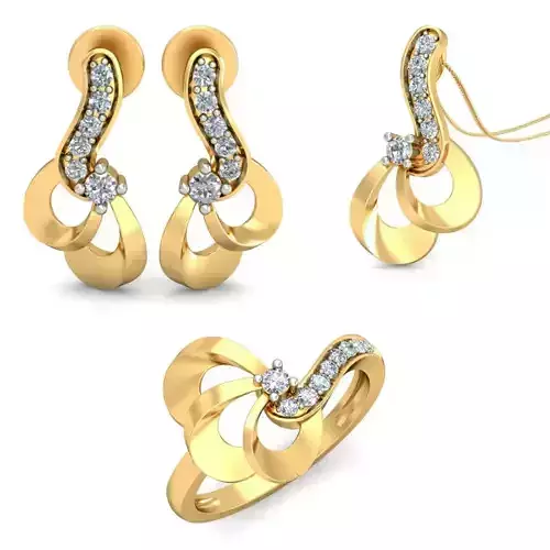 Women Earrings Ring Pendant 3dm stl Render Detail