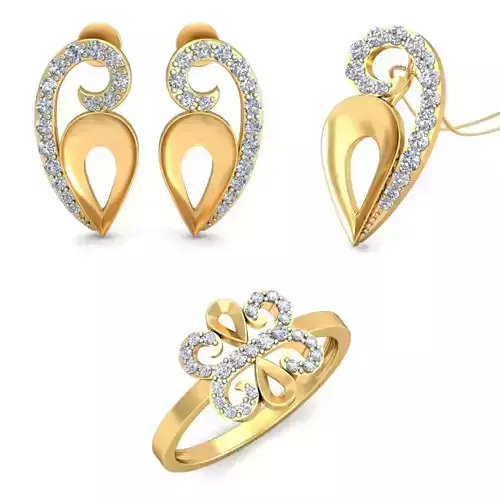 Women Earrings Ring Pendant 3dm stl Render Detail