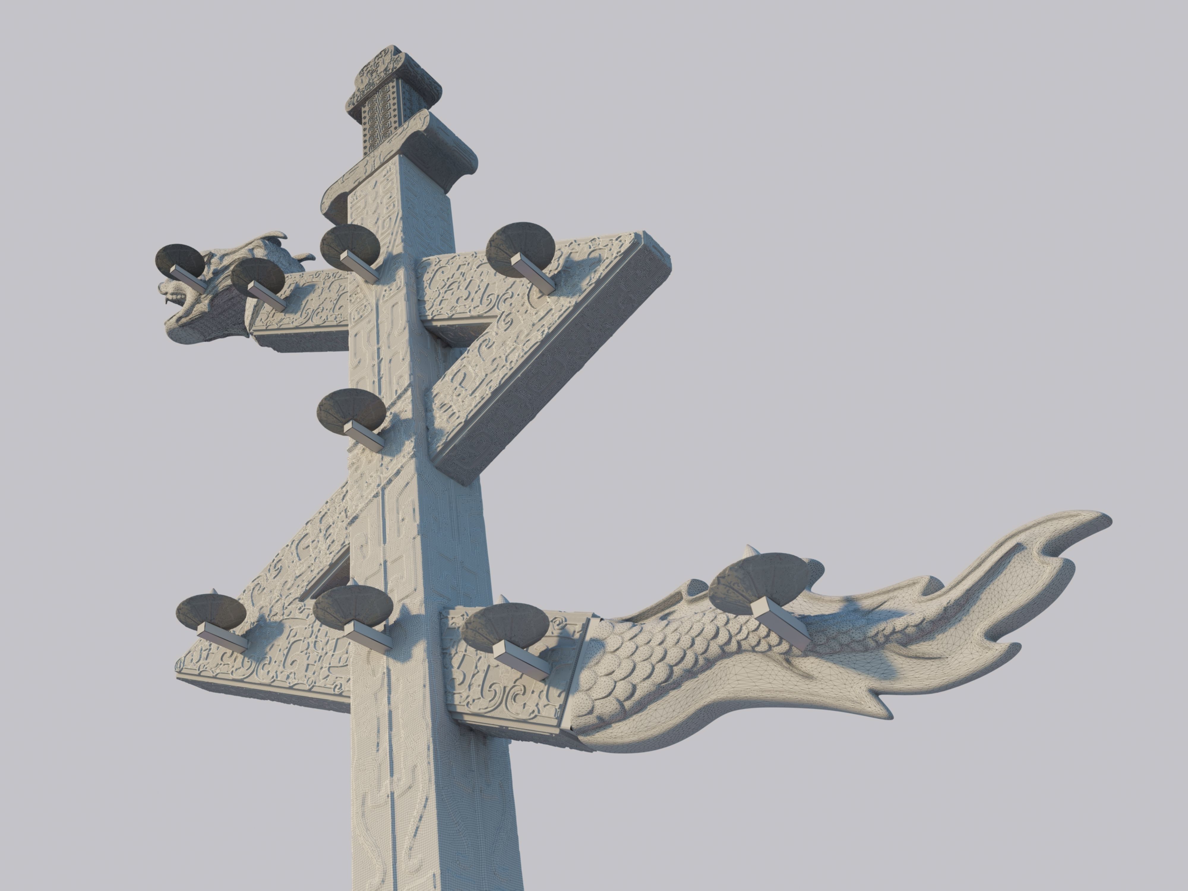 Loong Chinese Dragon  monument Tower 3D model_16