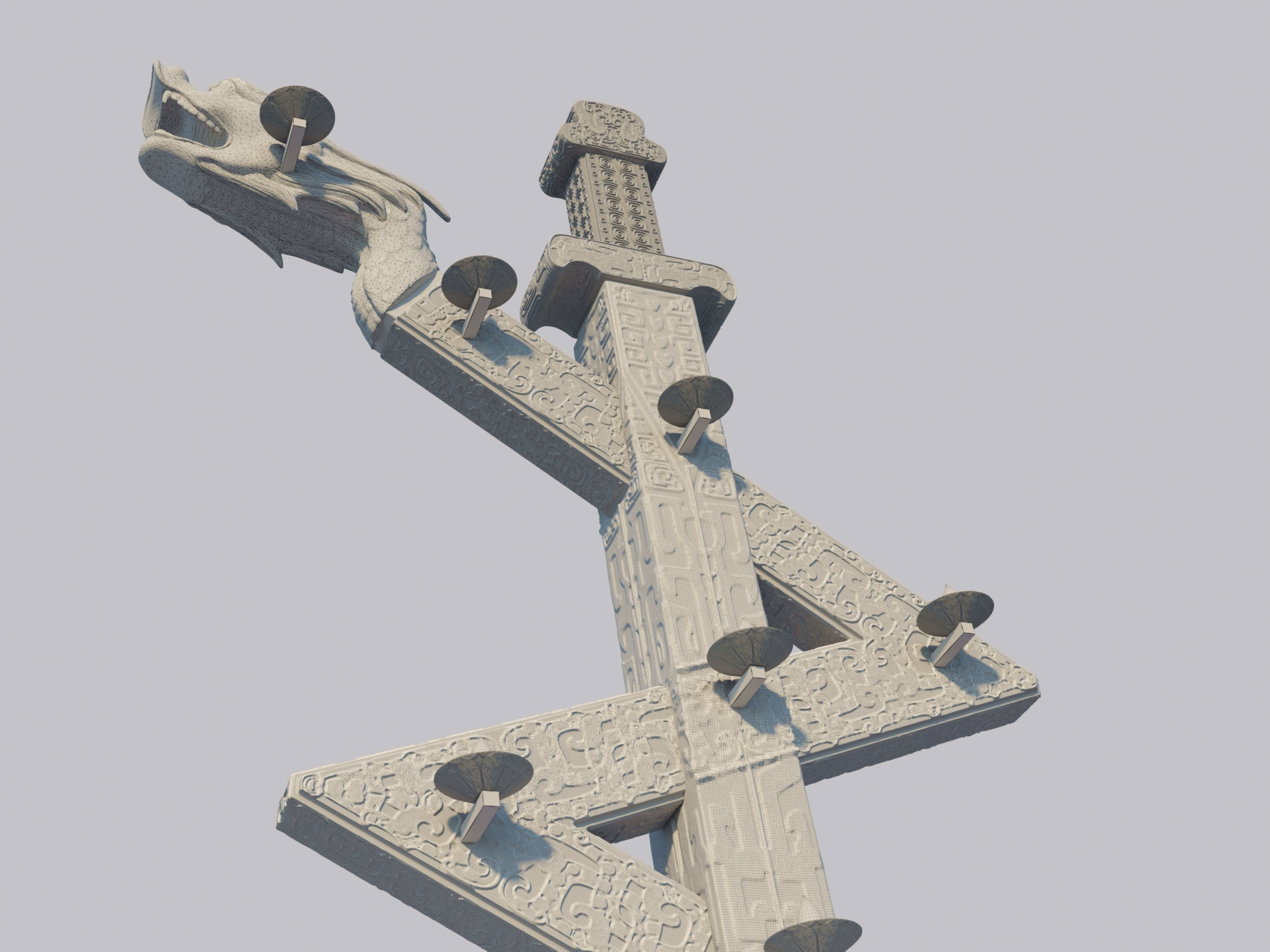 Loong Chinese Dragon  monument Tower 3D model_17