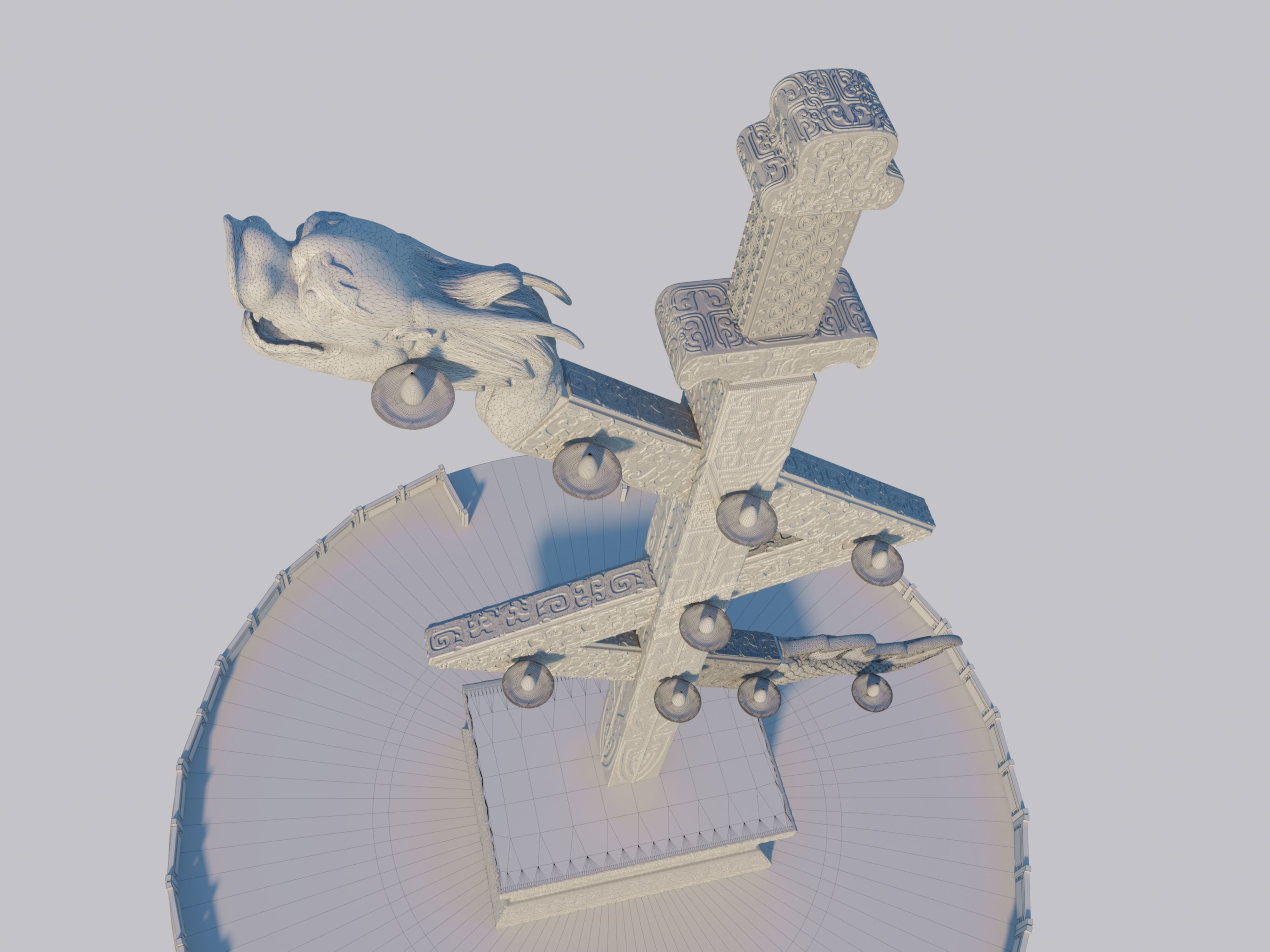 Loong Chinese Dragon  monument Tower 3D model_14