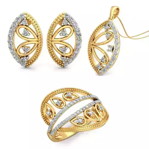 Women Earrings Ring Pendant 3dm stl Render Detail