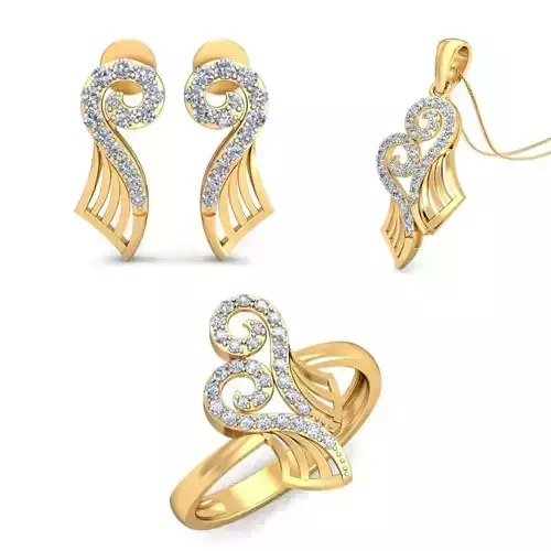 Women Earrings Ring Pendant 3dm stl Render Detail