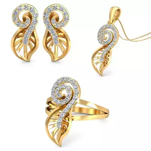 Women Earrings Ring Pendant 3dm stl Render Detail