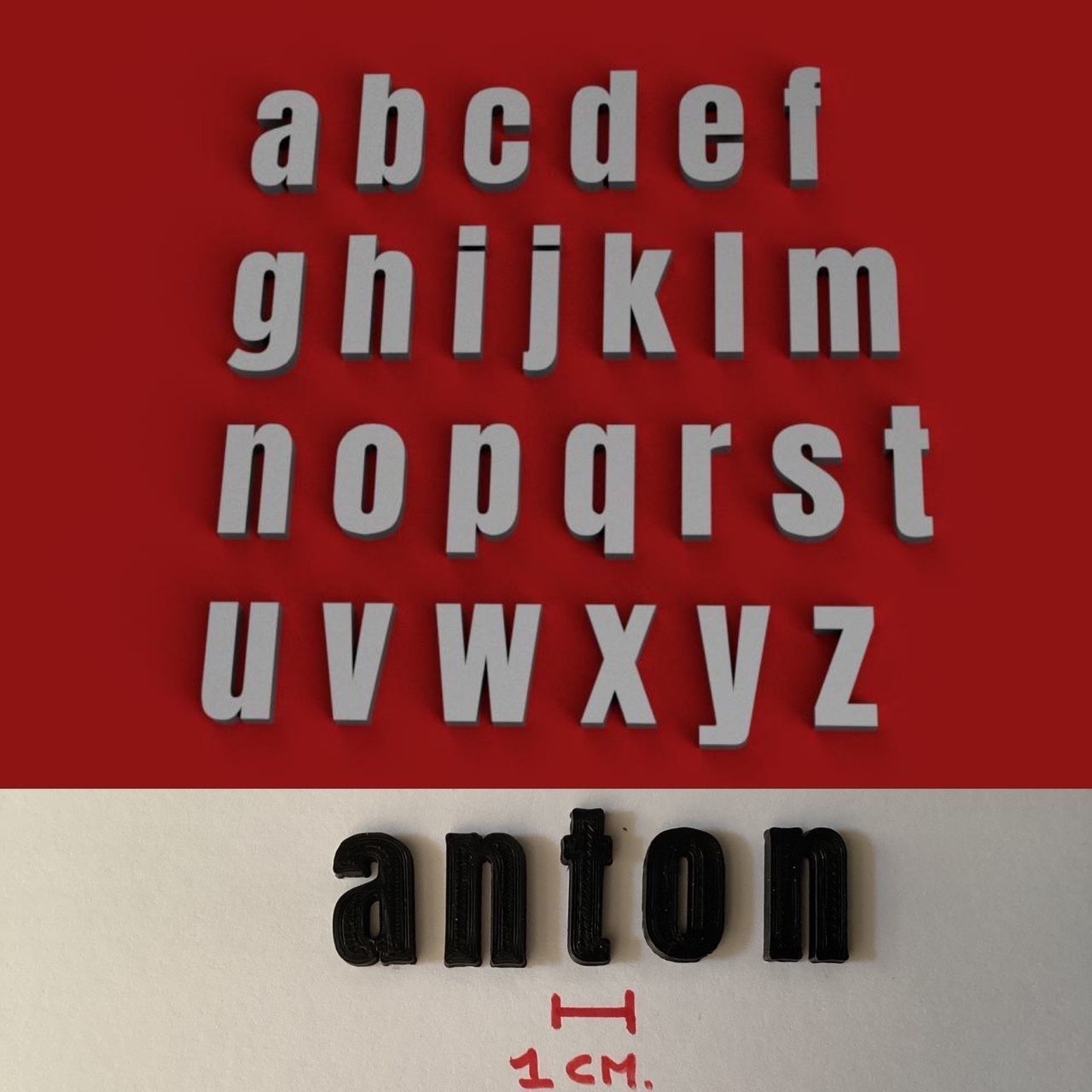 ANTON uppercase and lowercase 3D Letters STL FILE 3D print model_1