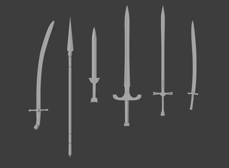 Medieval Sword Bundle Low-poly 3D model_0