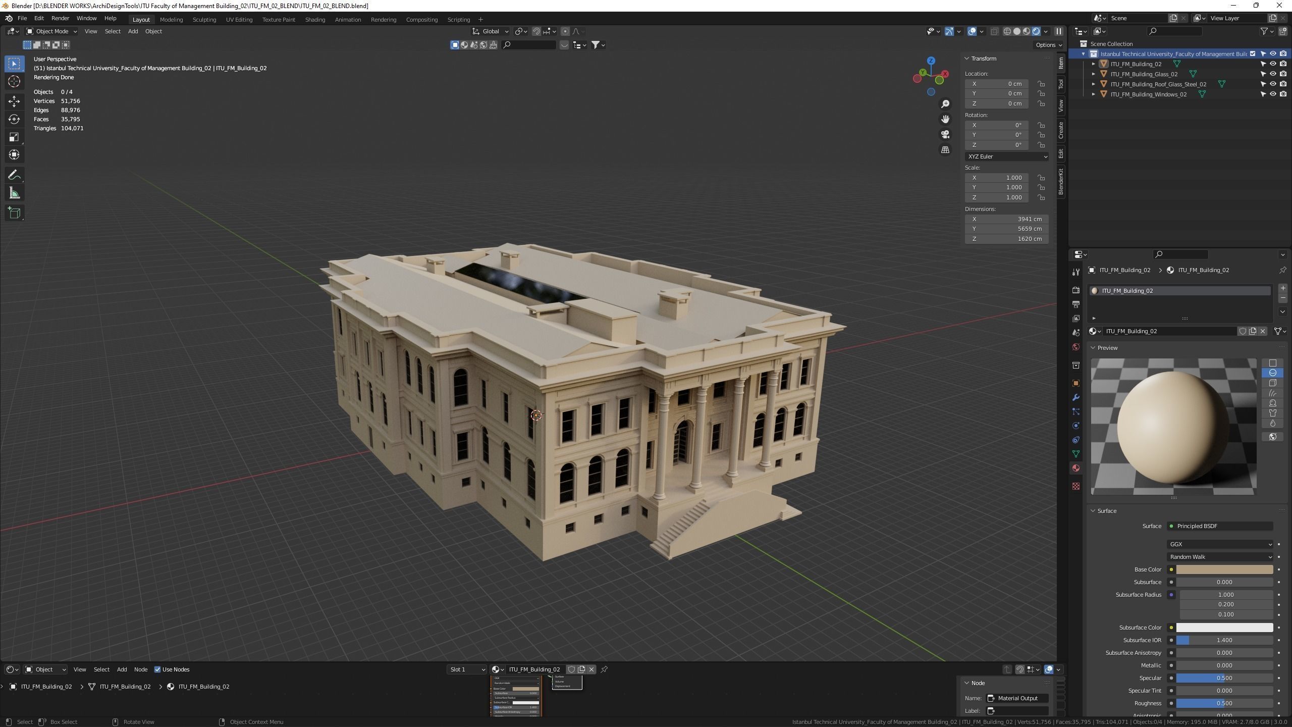 Istanbul Technical University Faculty of Management Building No2 3D model_16