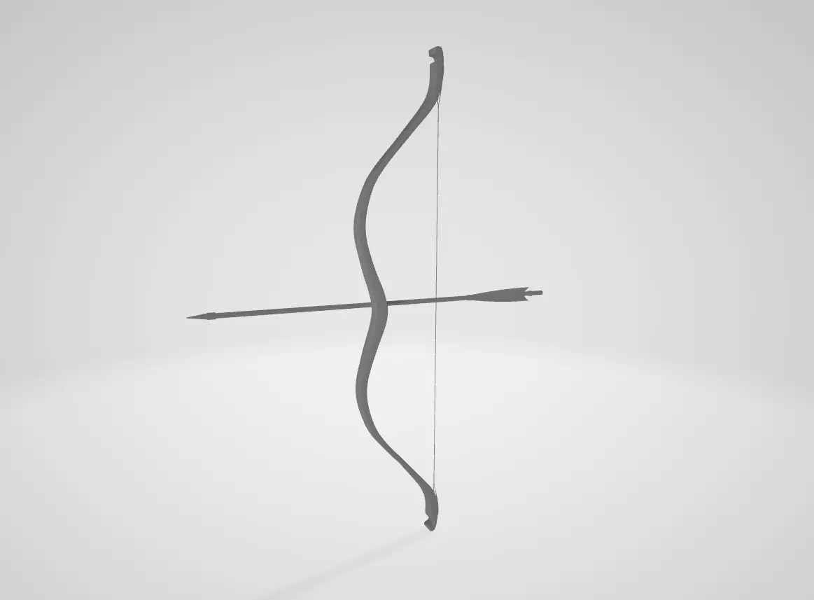 Traditional Bow  With Arrow Low-poly 3D model_0