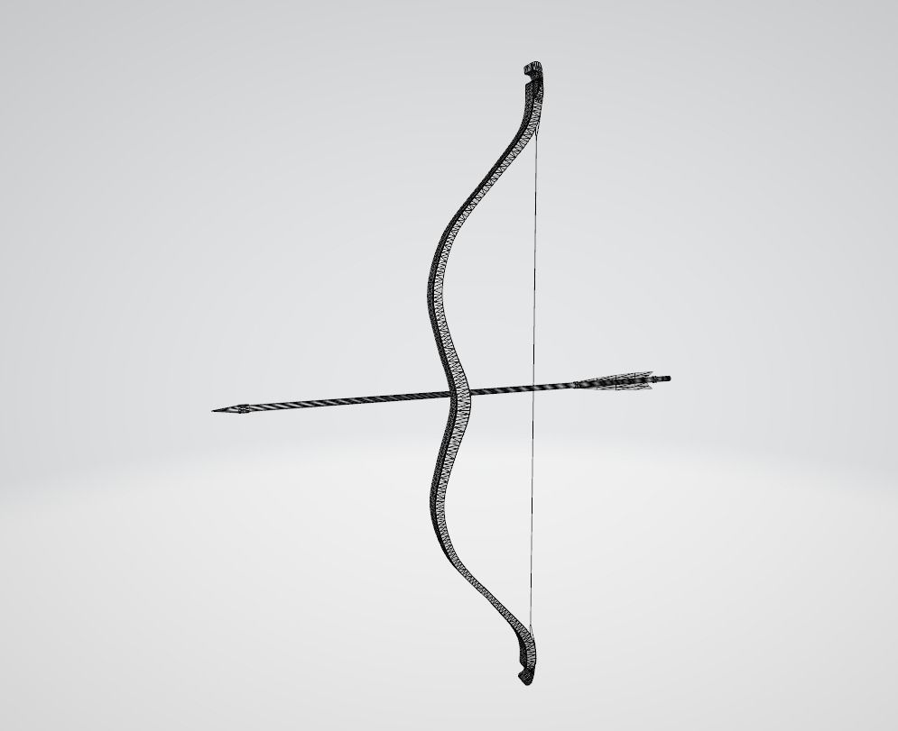 Traditional Bow  With Arrow Low-poly 3D model_1