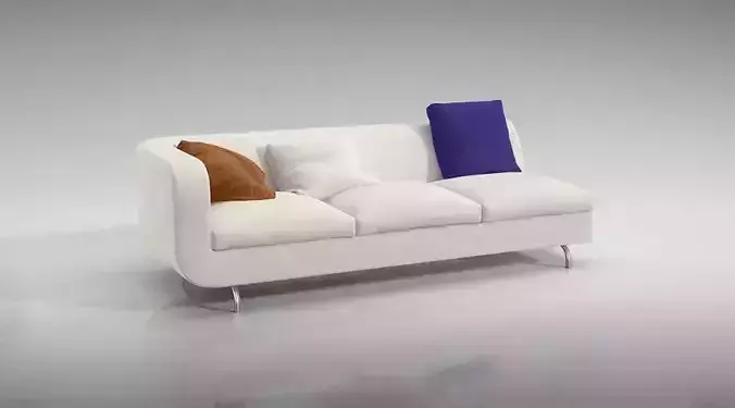 Modern Sofa With Orange And Purple Pillows