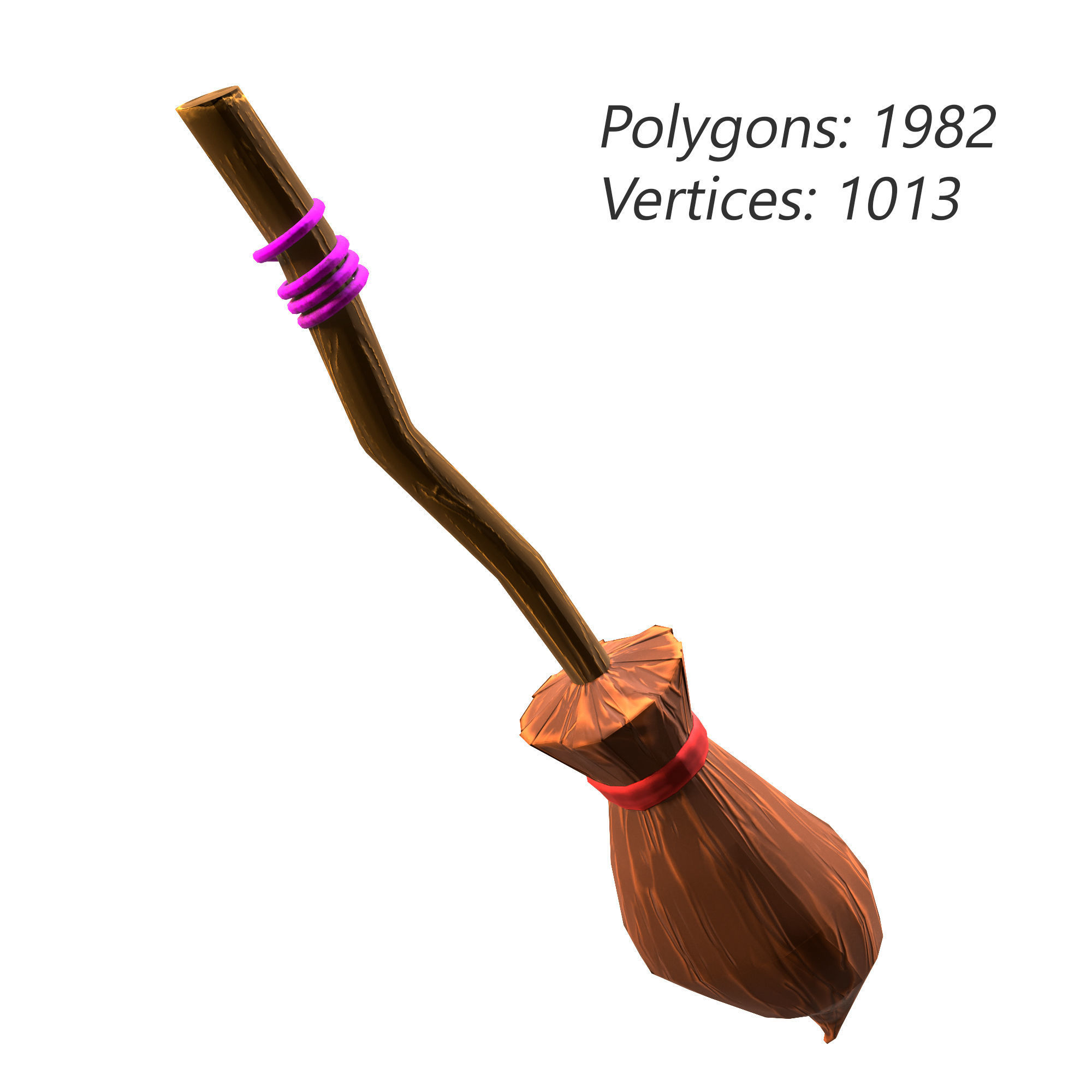Low-poly 3D model of Stylized WitchBroom Low-poly 3D model_4