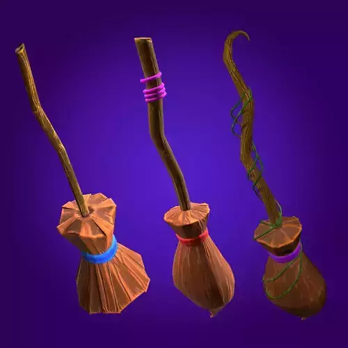 Low-poly 3D model of Stylized WitchBroom