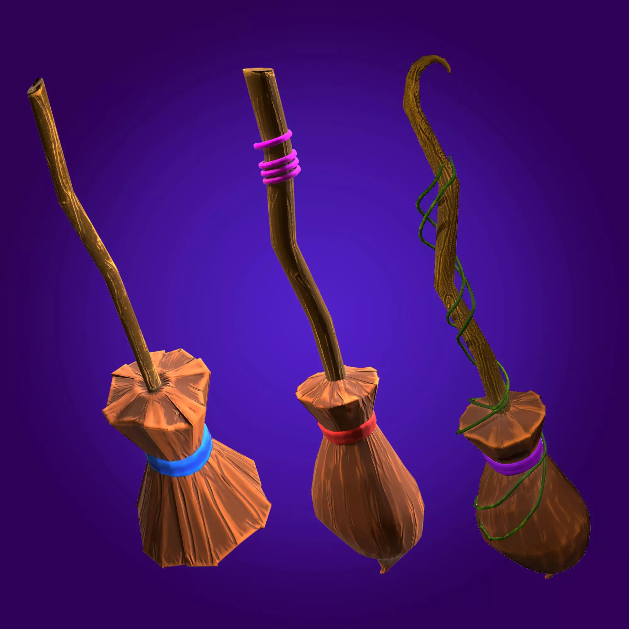Low-poly 3D model of Stylized WitchBroom Low-poly 3D model_0