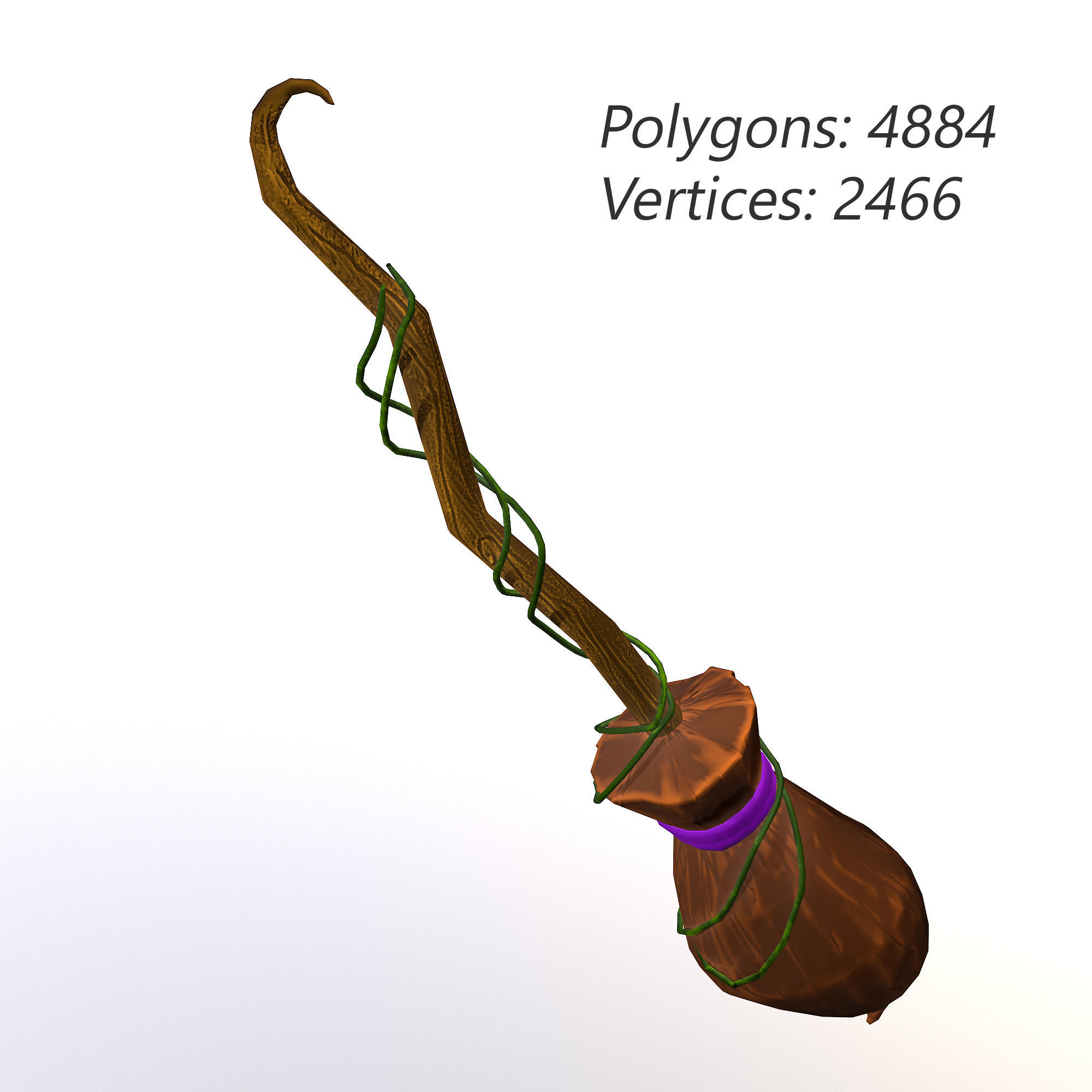 Low-poly 3D model of Stylized WitchBroom Low-poly 3D model_6