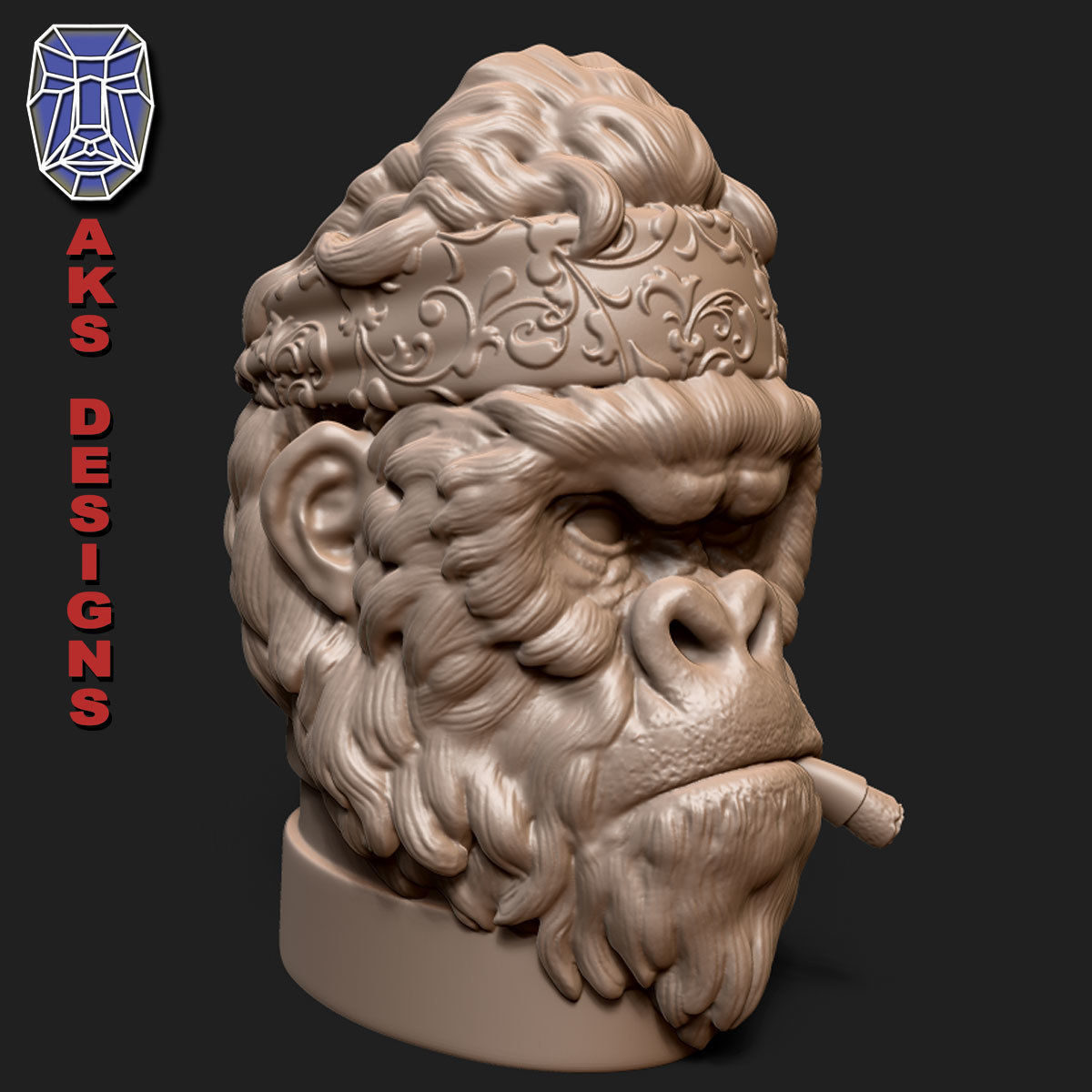 Gangster Gorilla version 1 Penholder 3D print model_4