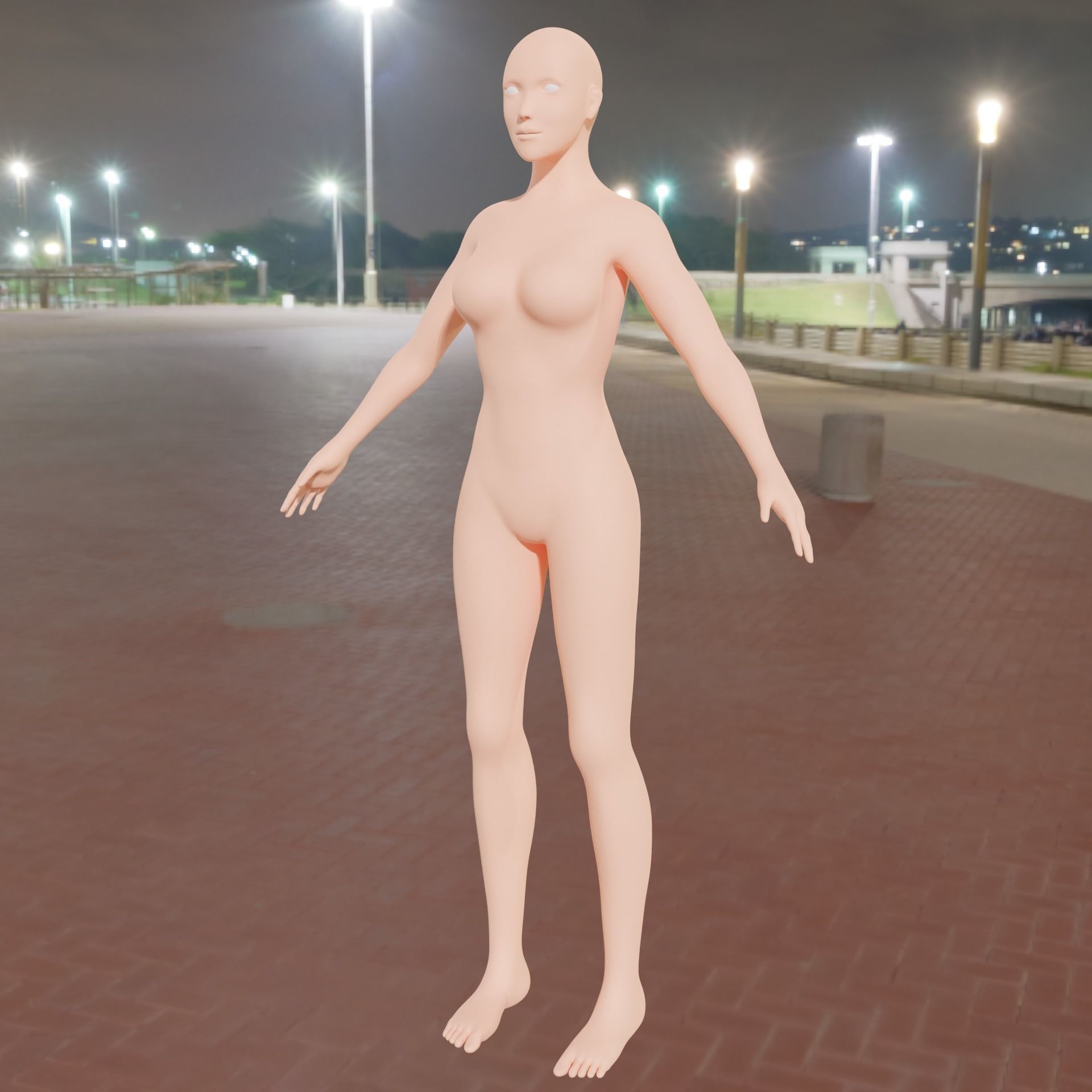 Female base mid poly  high poly 3D model_6