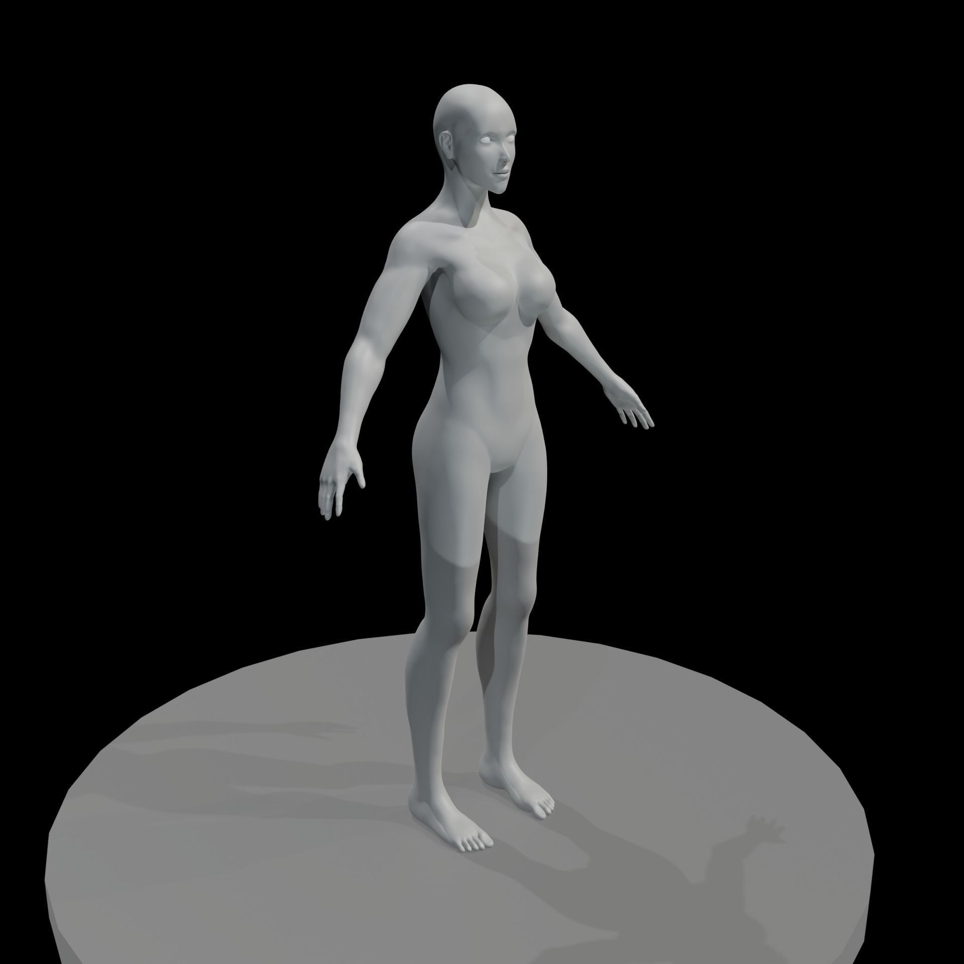 Female base mid poly  high poly 3D model_3