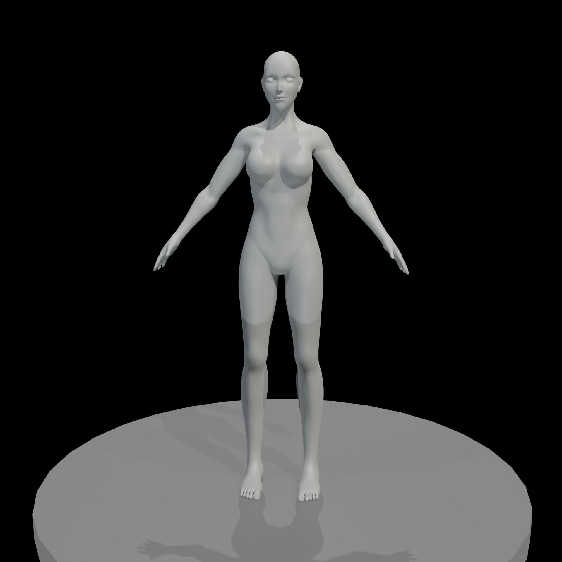 Female base mid poly  high poly 3D model_2