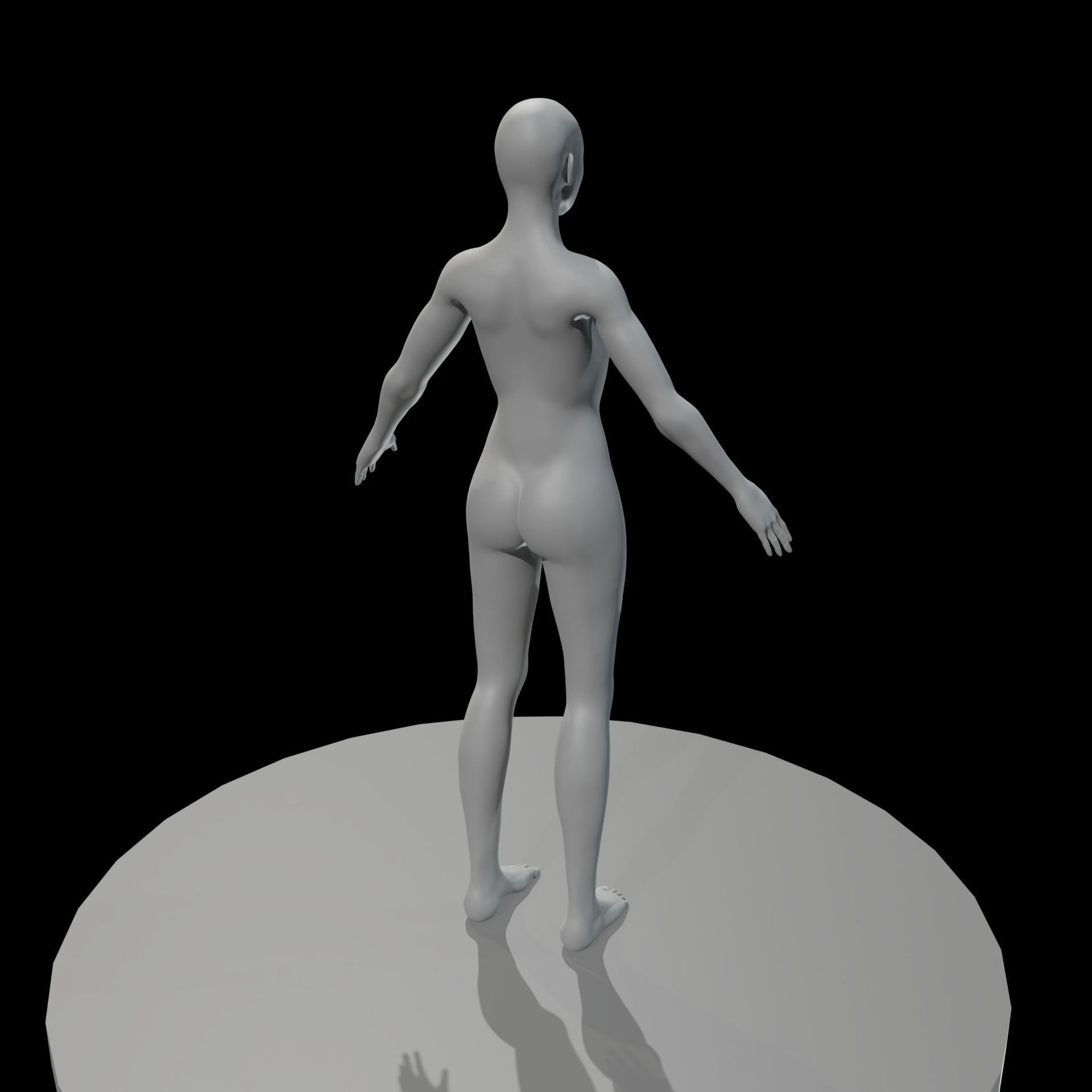 Female base mid poly  high poly 3D model_4