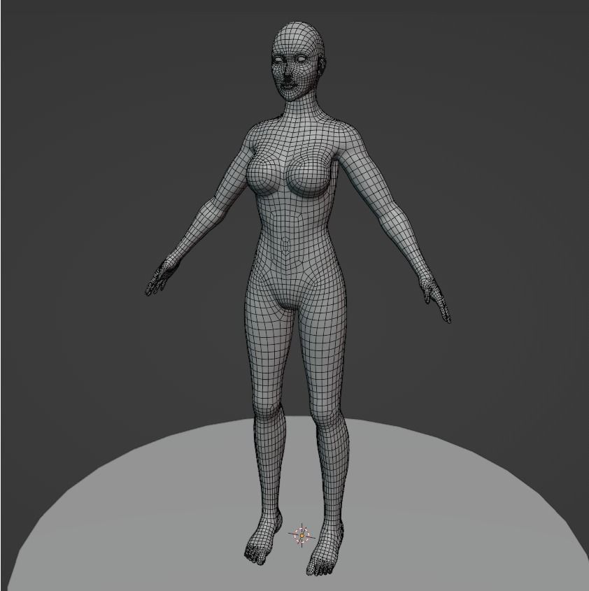 Female base mid poly  high poly 3D model_1