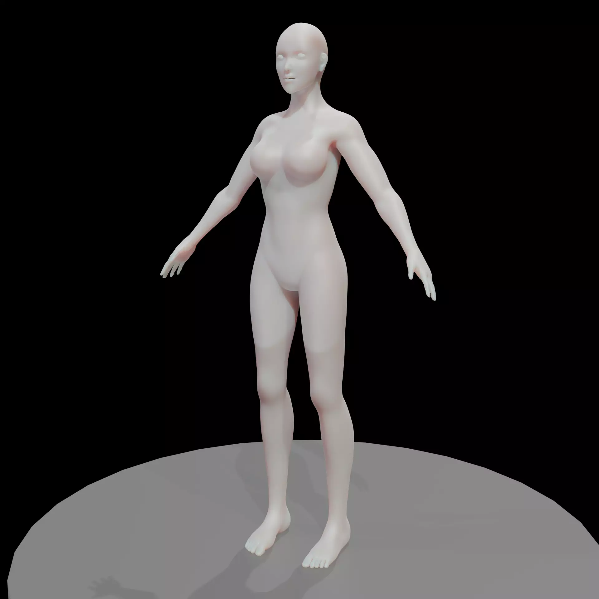 Female base mid poly  high poly 3D model_0