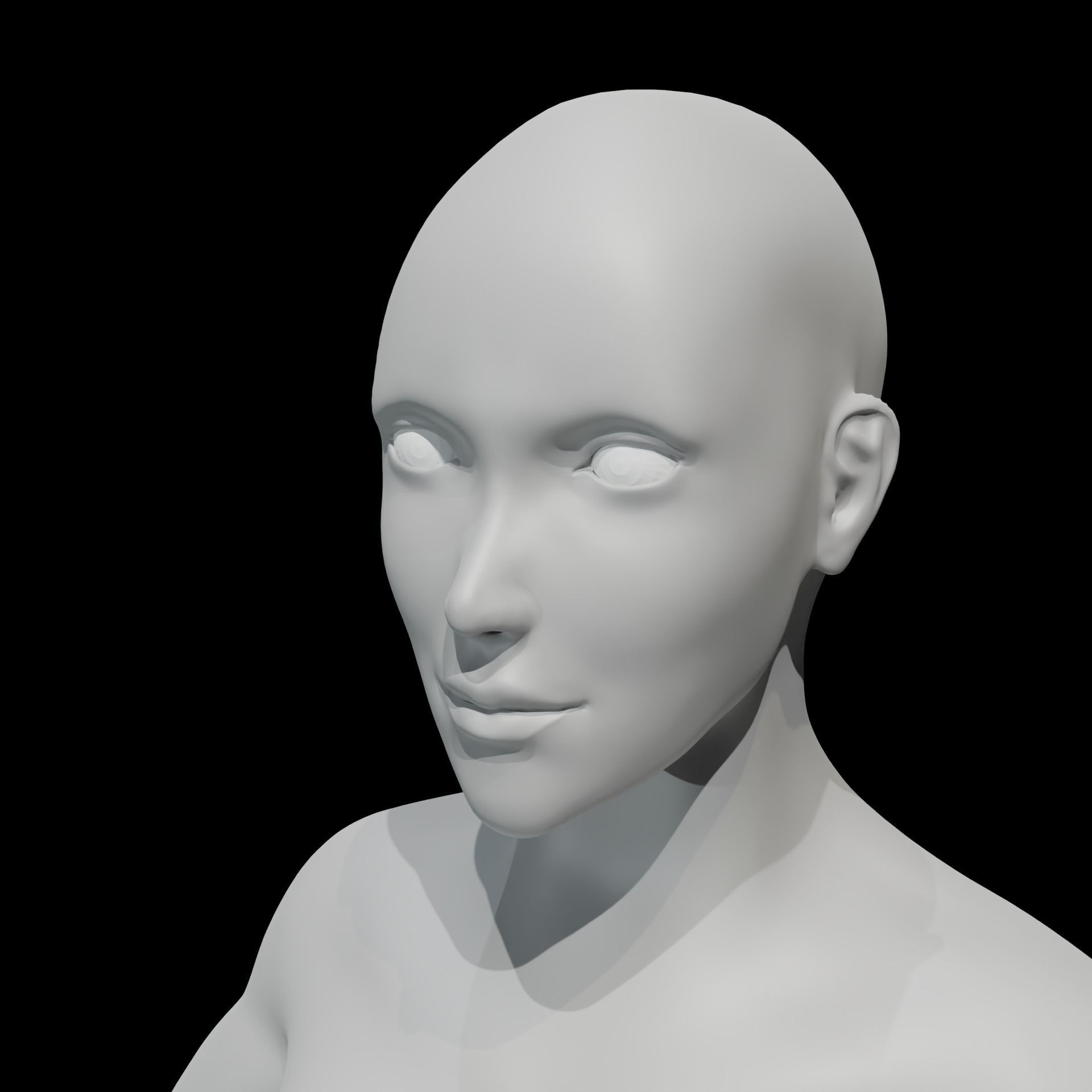 Female base mid poly  high poly 3D model_5