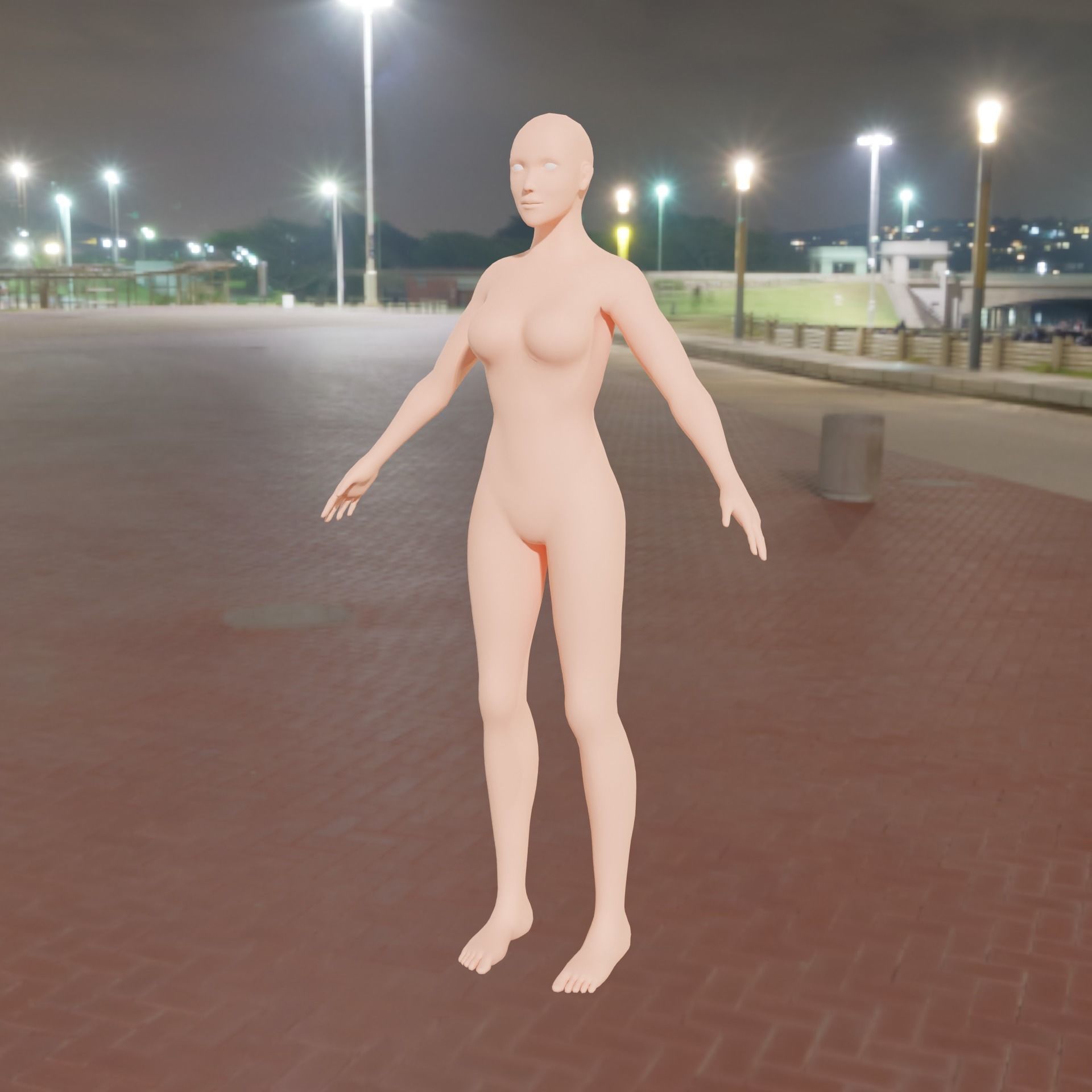 Female base mid poly  high poly 3D model_7
