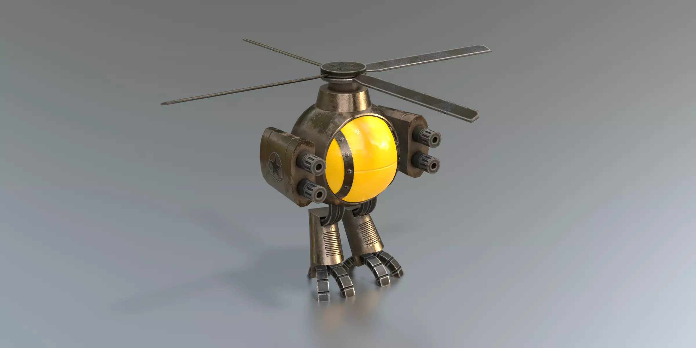 HeliCop robot helicopter Low-poly 3D model