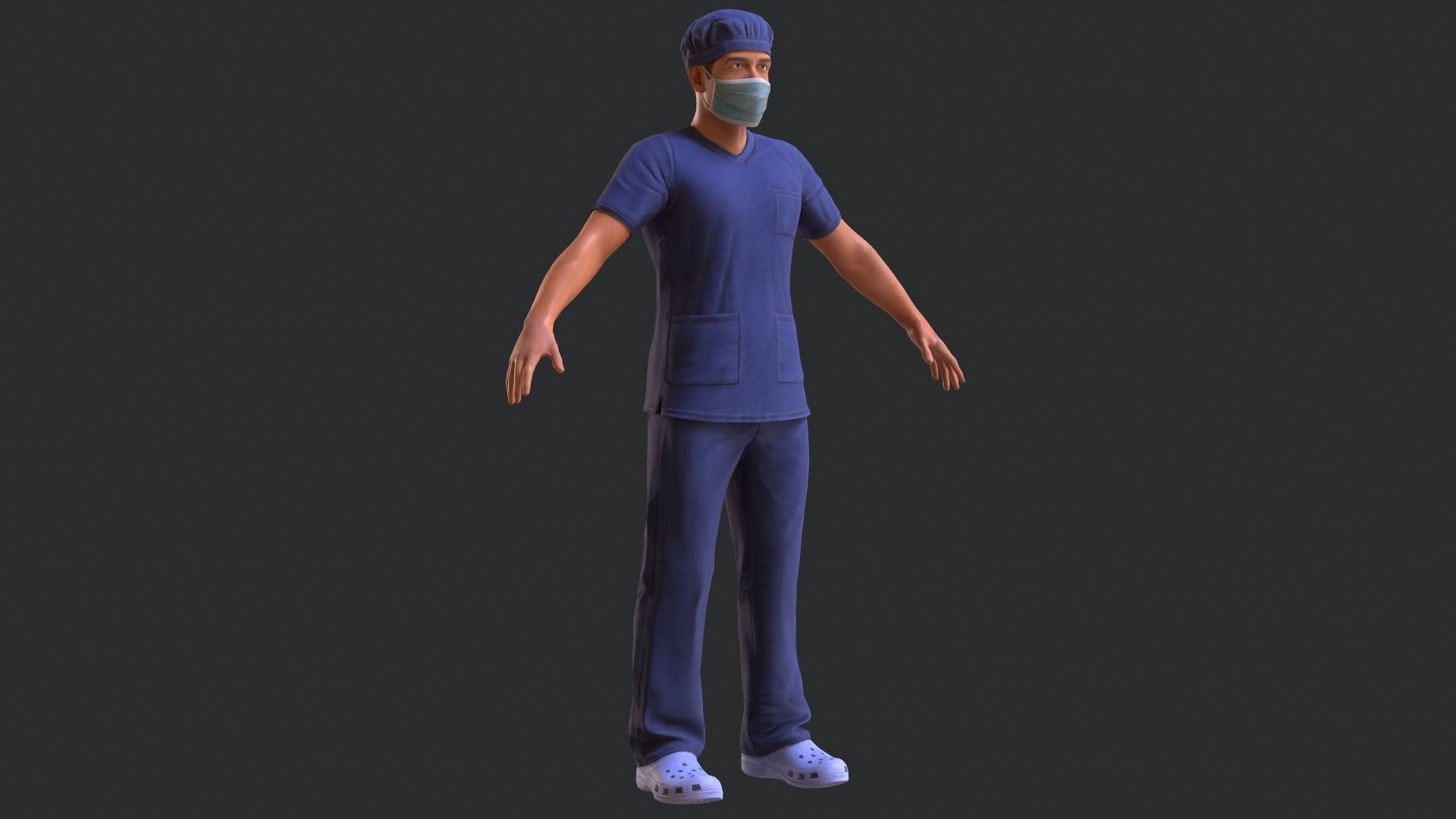 Medic two men in scrub suits Low-poly 3D model_11