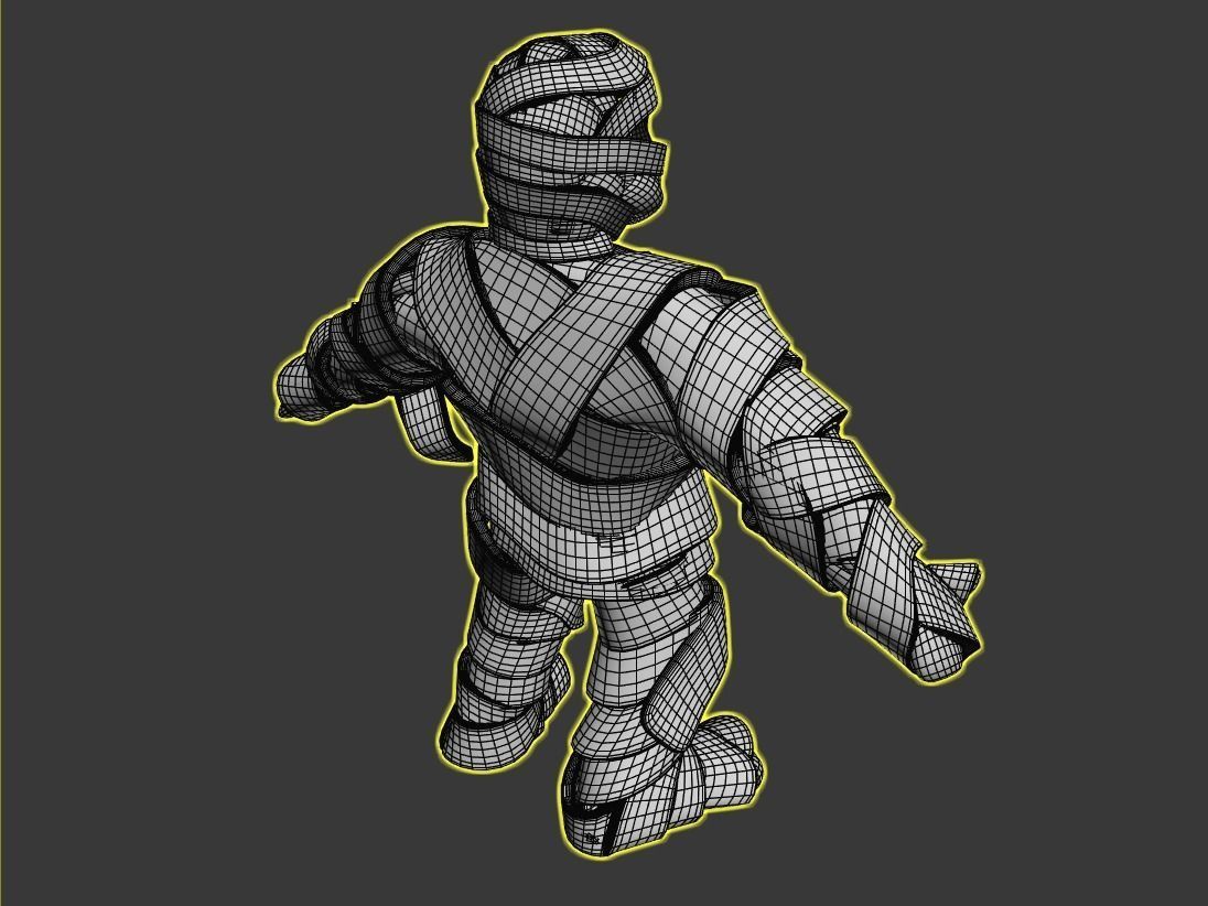 Cartoon Fitness Mummy Not Rigged 3D model_8