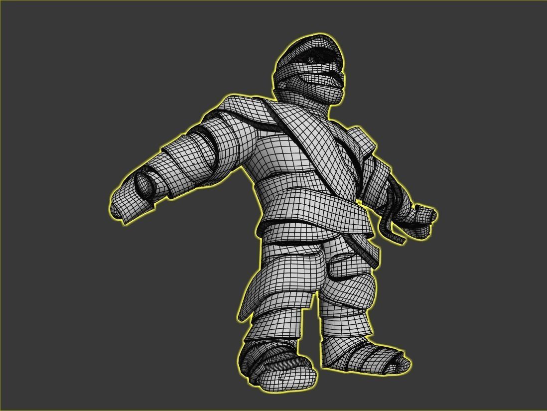 Cartoon Fitness Mummy Not Rigged 3D model_9