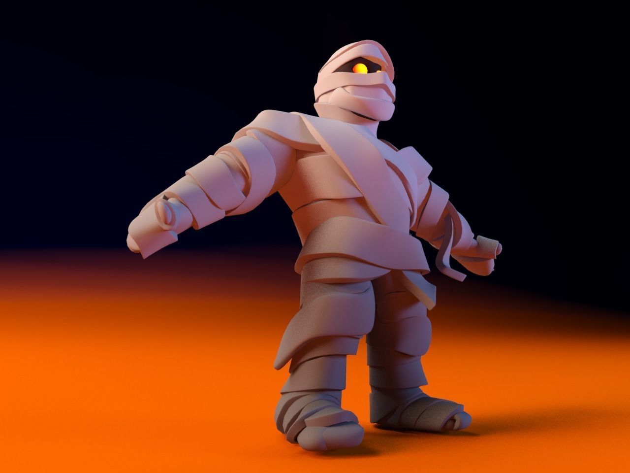Cartoon Fitness Mummy Not Rigged 3D model_2