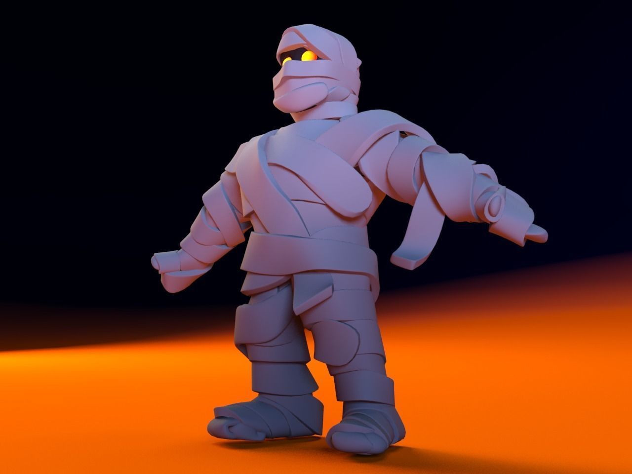 Cartoon Fitness Mummy Not Rigged 3D model_3