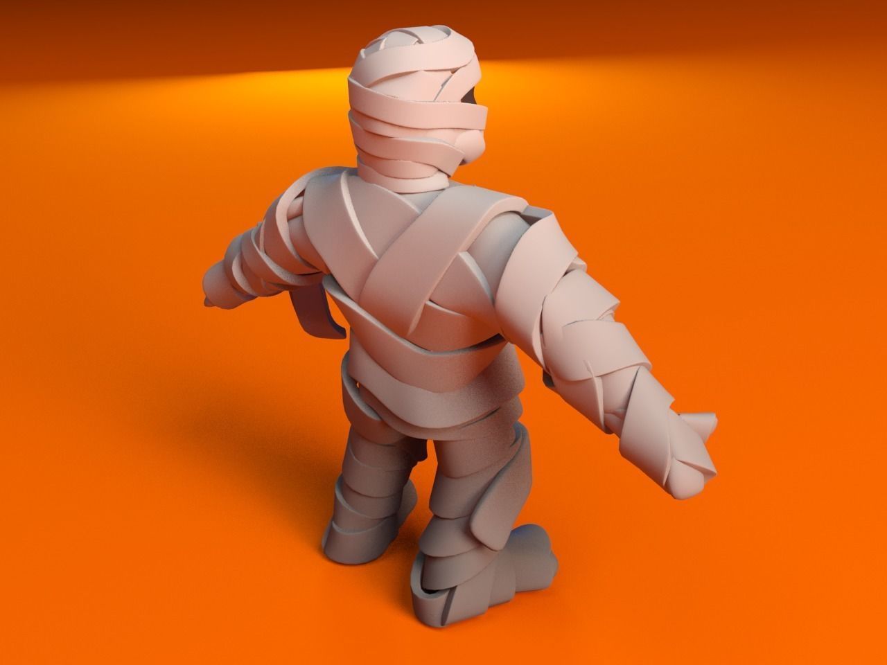 Cartoon Fitness Mummy Not Rigged 3D model_5