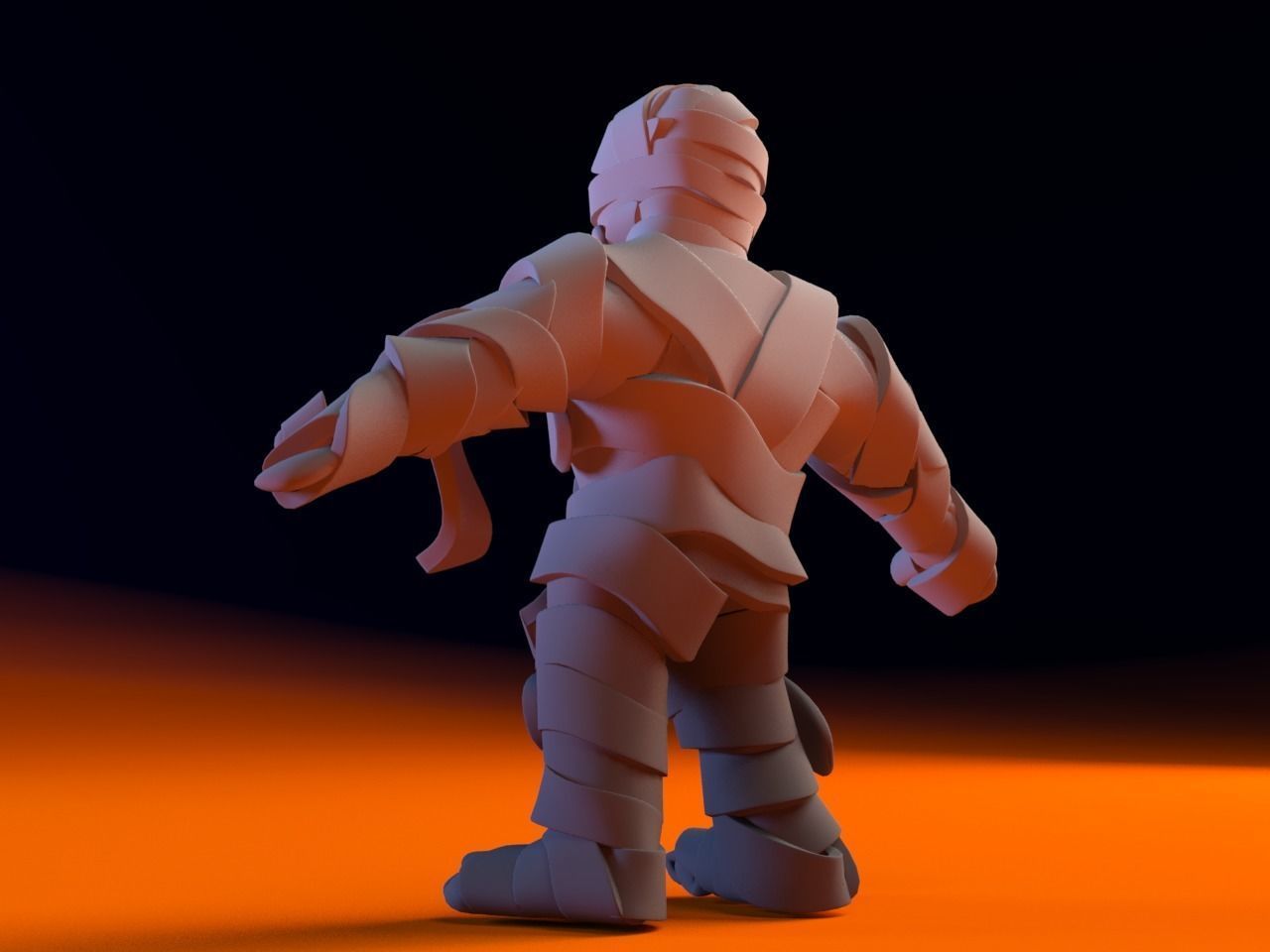 Cartoon Fitness Mummy Not Rigged 3D model_4