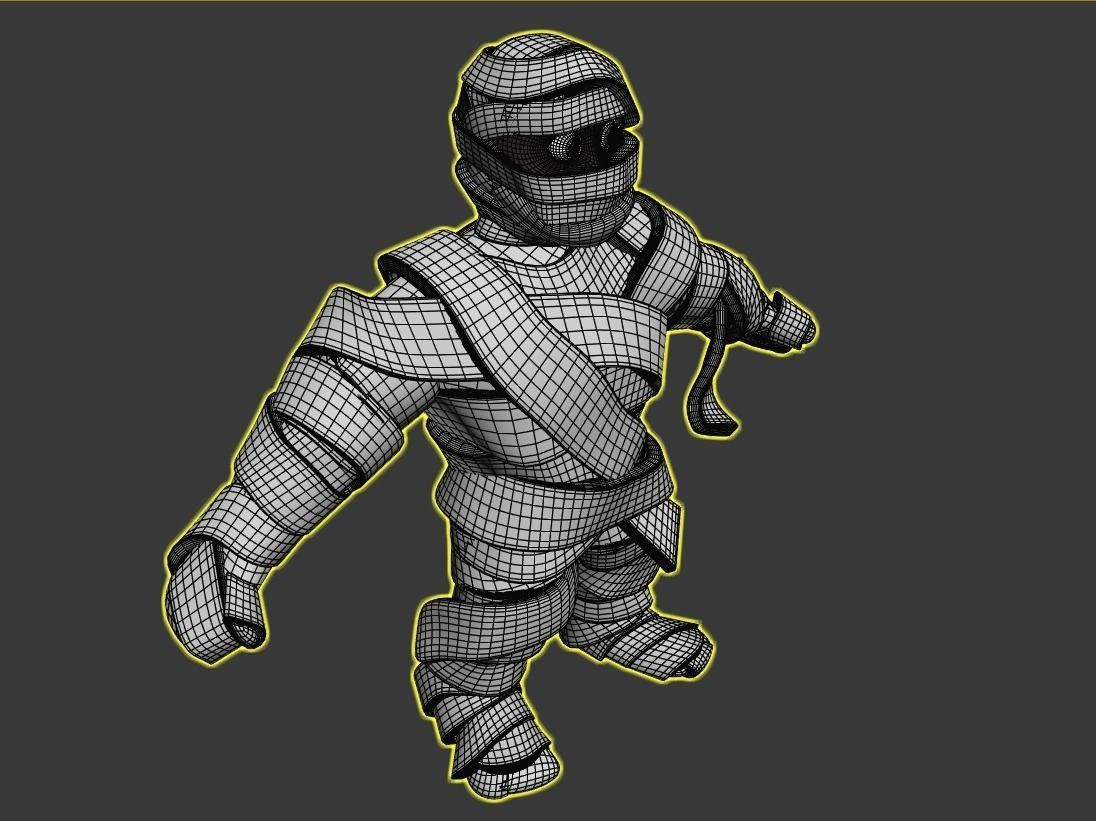 Cartoon Fitness Mummy Not Rigged 3D model_6